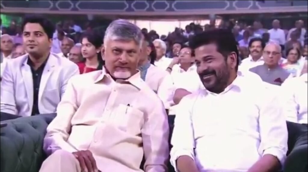 రామోజీ ఎక్సలెన్స్ అవార్డుల కార్యక్రమంలో రెండు రాష్ట్రాల ముఖ్యమంత్రుల సందడి