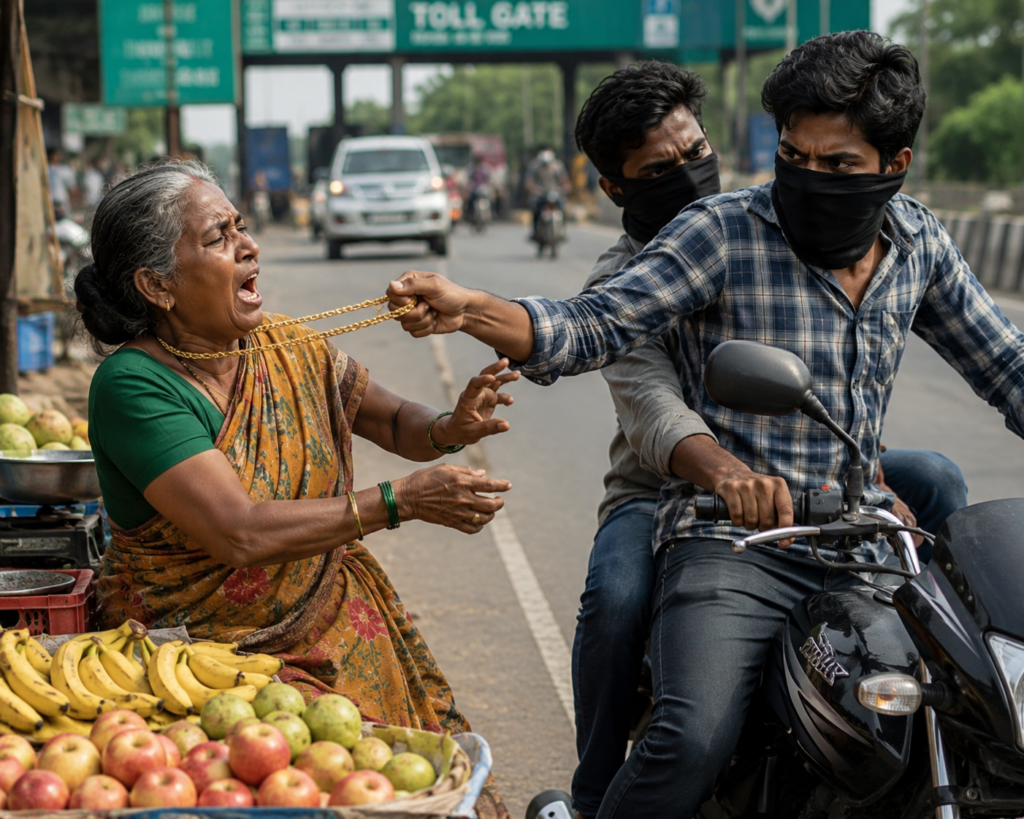 3తులాల బంగారు గొలుసు లాక్కెళ్లిన దుండగులు